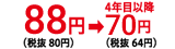 88円（税抜80円）→４年目以降70円（税抜64円）
